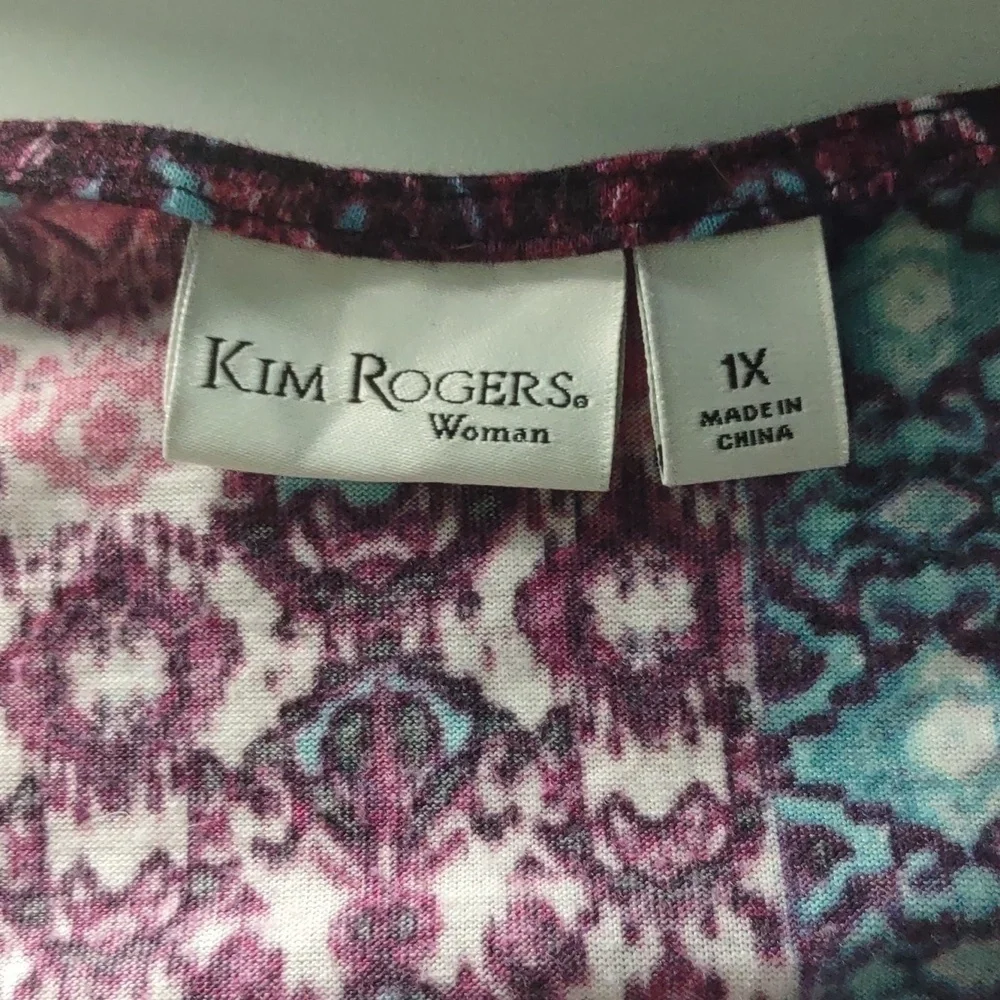 Kim Rogers Lace Print Top Purple Black Women's Size 1X - Picture 5 of 5